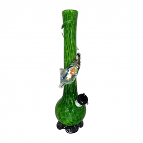 Noble Glass Softglas Bong Grün-Schwarz mit Dichro Wrap