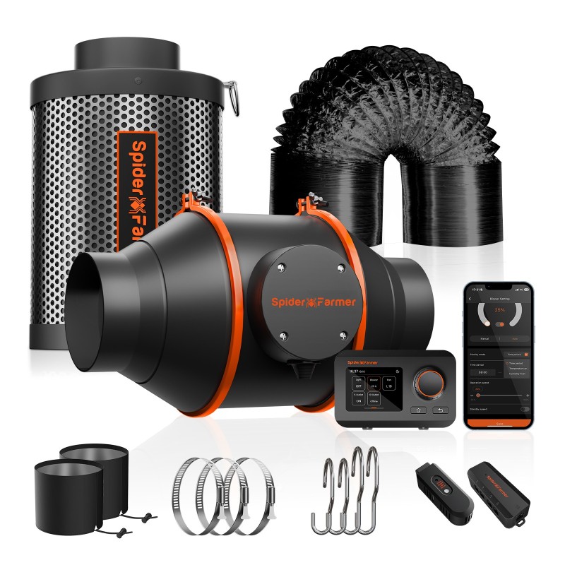 4 Inch Ventilationskit mit Smart Controller und Aktivkohlefilter