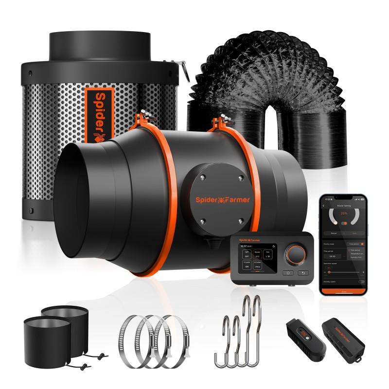 6 Inch Ventilationskit mit Smart Controller und Aktivkohlefilter