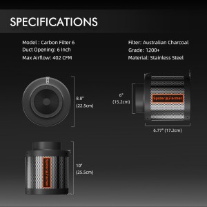 6 Inch Ventilationskit mit Smart Controller und Aktivkohlefilter