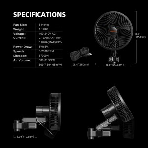 Spider Farmer 6 Inch Ventilator mit Clip 2 Stk. - Online Bestellen