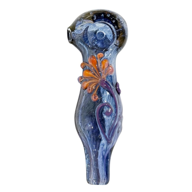 Lyric Glass Blau Orange Blüte Glaspfeife - Online Bestellen