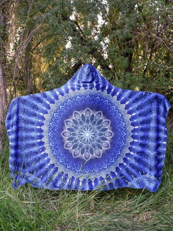 Aqua Mandala Decke mit Kapuze