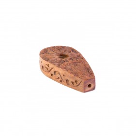 Flache Holzpfeife mit Elefant & Blumen Motiv