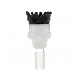 Glas Steckkopf 'Skull King' NS19 Weiß