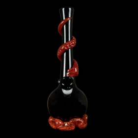Noble Glass Small Small Softglas Bong mit Wrap GonG Schwarz-Rot
