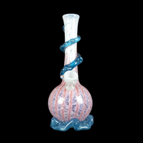 Noble Glass Small Softglas Bong mit Wrap GonG Pink-Blau
